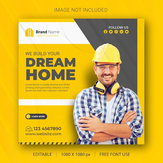 Publicación de Instagram de la propiedad de la casa de bienes raíces o plantilla de banner de redes sociales