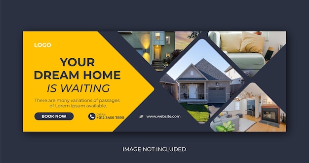 Publicación de instagram de propiedad inmobiliaria o plantilla de banner de portada de facebook de redes sociales