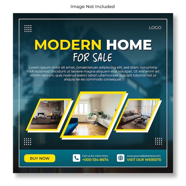 Publicación de instagram de propiedad inmobiliaria o plantilla de promoción de banner web cuadrado Vector premium gratis