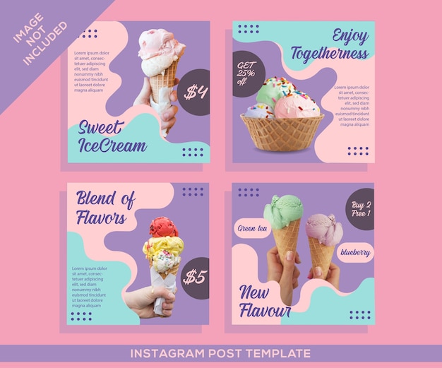 Vector publicación de instagram de redes sociales de helado