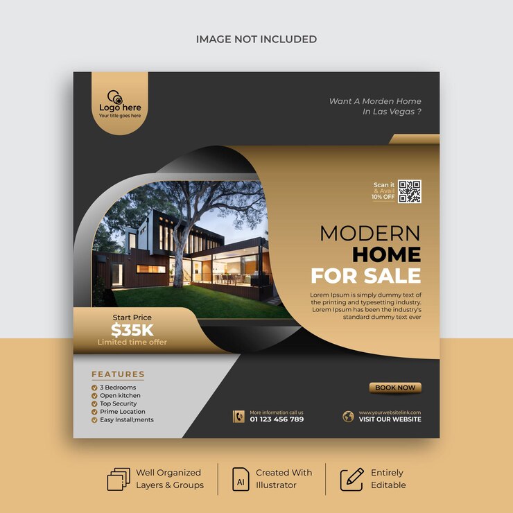 Publicación de instagram de redes sociales para el hogar de bienes raíces o plantilla de banner web