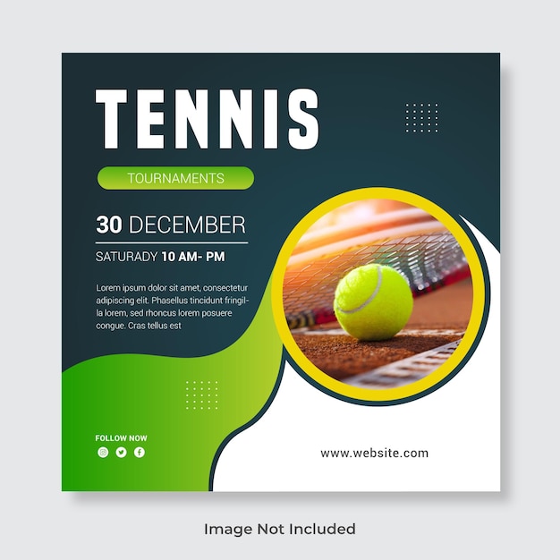 Vector publicación de instagram de redes sociales de pelota de tenis