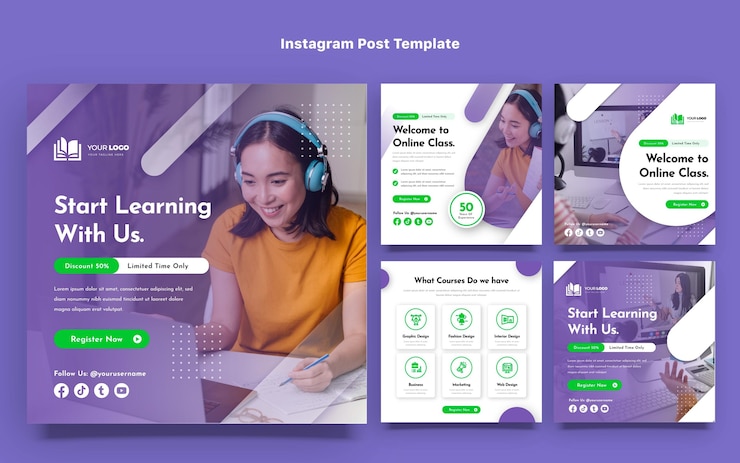 Vector publicación de instagram de tecnología mínima de diseño plano