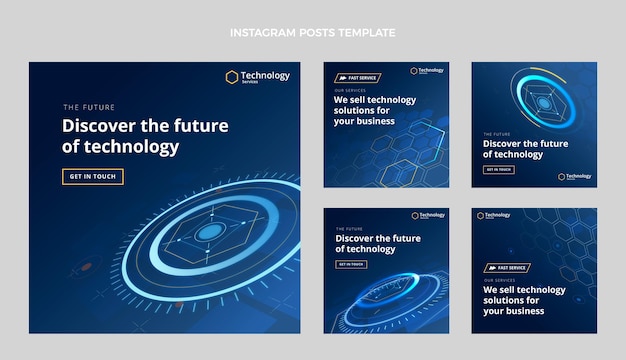 Vector publicación de instagram de tecnología de textura degradada