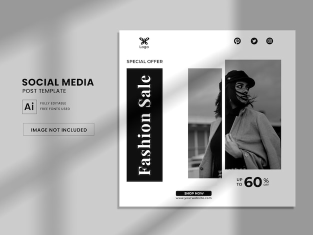 Publicación de instagram de venta de moda y plantilla de banner de redes sociales Vector Premium