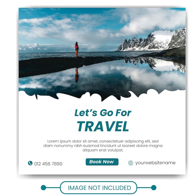 publicación de instagram de viajes y viajes o plantilla de banner web de publicación en redes sociales