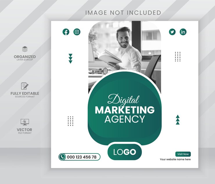 Publicación de marketing en redes sociales de negocios vectoriales y plantilla de banner web corporativo