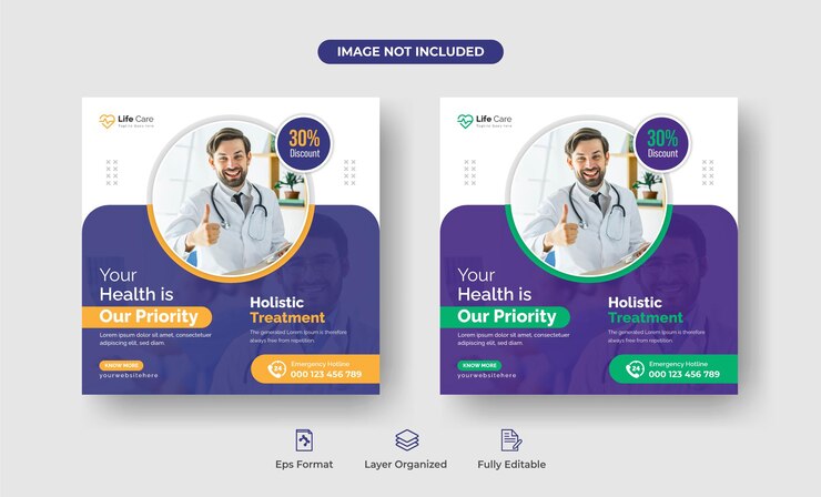 Publicación médica de instagram o plantilla de banner web de redes sociales Vector Premium
