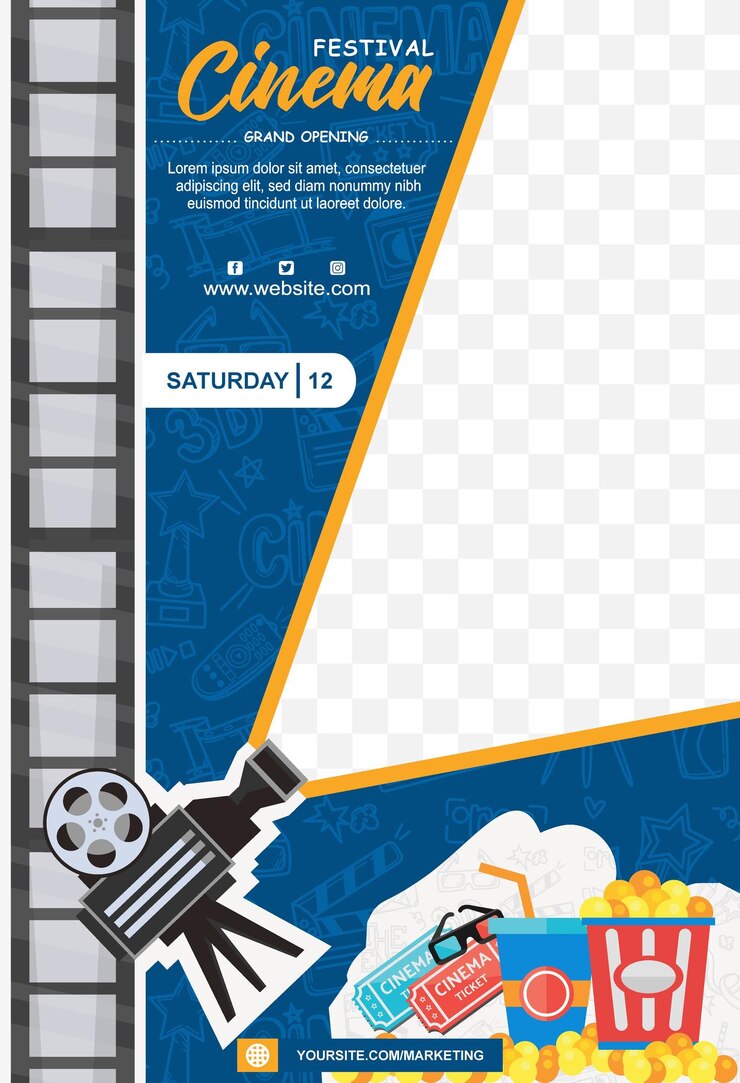 Vector publicación de medios de banner y plantilla de póster de cine