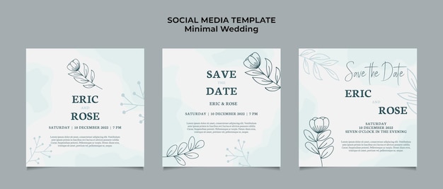 Publicación mínima de redes sociales de boda con tema floral