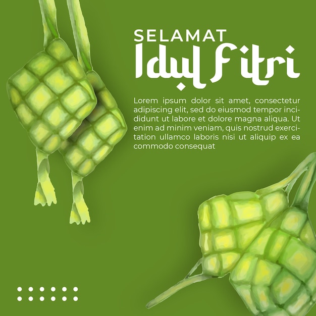 Publicación de plantilla de instagram de idul fitri con ketupat