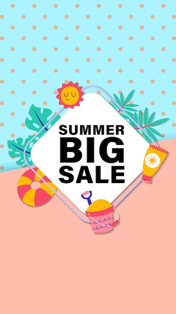 Publicación de plantilla vertical de historia de redes sociales de venta de verano para contenido de promoción de carrete