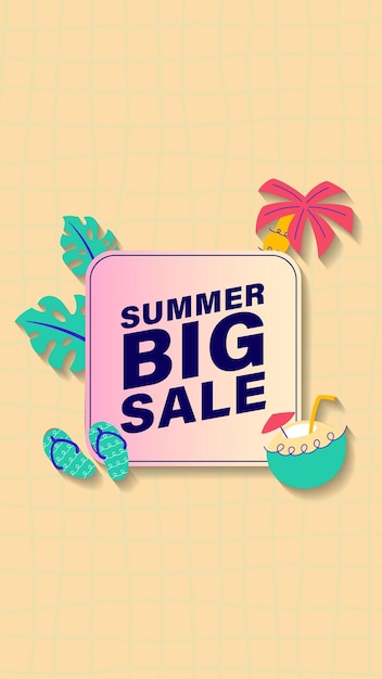 Publicación de plantilla vertical de historia de redes sociales de venta de verano para contenido de promoción de carrete