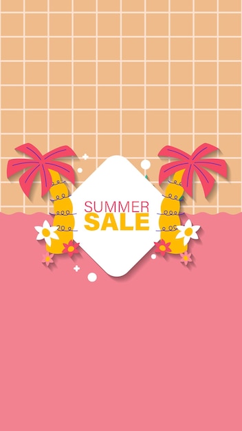 Publicación de plantilla vertical de historia de redes sociales de venta de verano para contenido de promoción de carrete