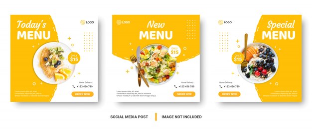 Publicación de redes sociales de banner de menú de comida.