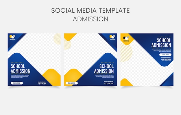 Publicación en redes sociales de banner de plantilla de admisión escolar