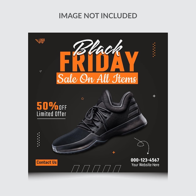 Publicación en redes sociales de black friday y plantilla de publicación de instagram