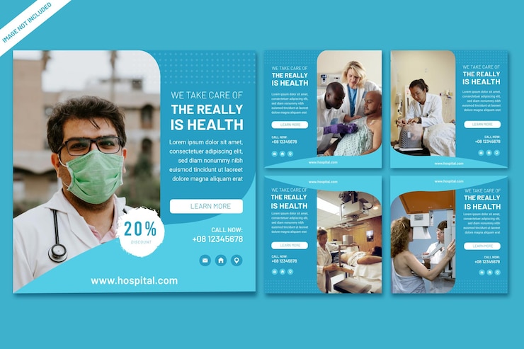 Vector publicación en redes sociales de clínica médica y de salud para instagram
