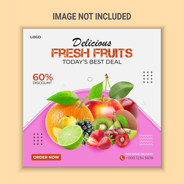 Publicación en redes sociales de deliciosas frutas frescas