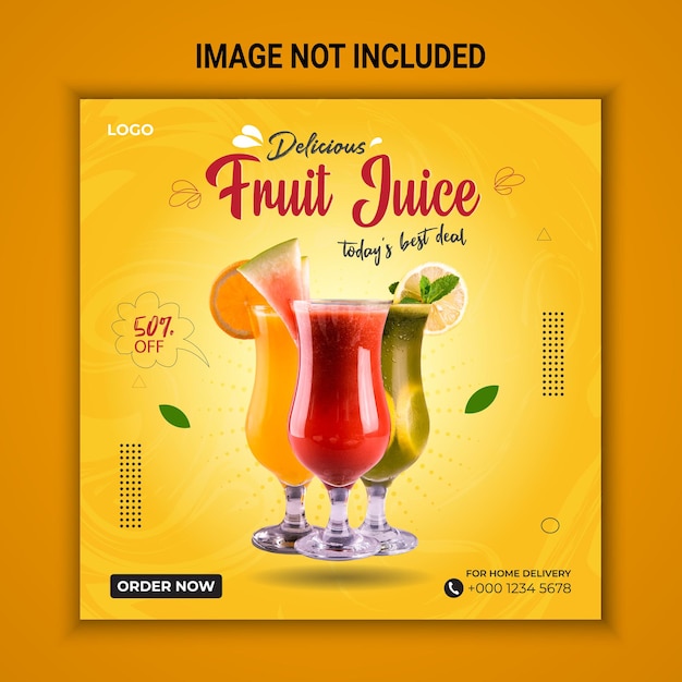 Vector publicación en redes sociales de delicioso jugo de fruta