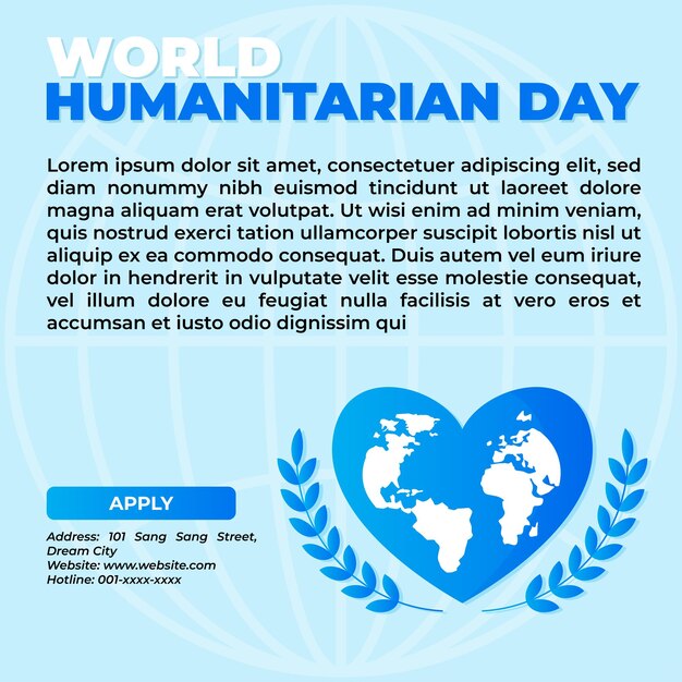 Vector publicación en redes sociales del día mundial humanitario con texto editado