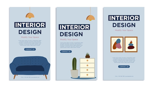 Publicación de redes sociales de diseño de interiores dibujada a mano