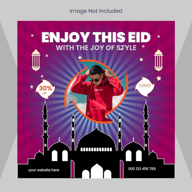 Vector publicación en redes sociales para disfrutar de eid