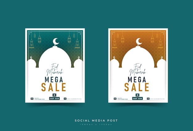 Publicación en redes sociales eid mubarak mega venta estilo moderno