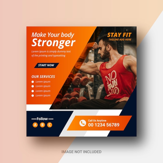 Vector publicación de redes sociales de instagram de club de gimnasio y diseño de banner web