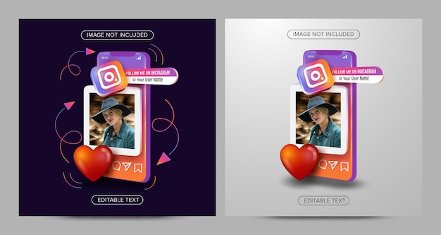 Vector publicación de redes sociales de instagram en concepto móvil