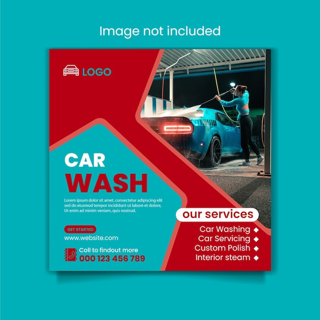 Publicación en redes sociales de lavado de autos y banner web