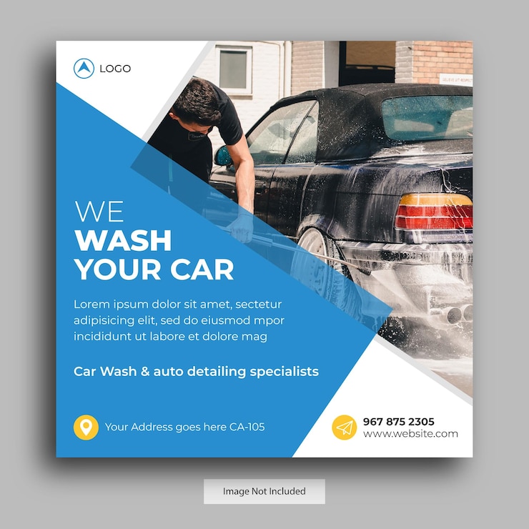 Publicación de redes sociales de lavado de autos, plantilla de publicación de Instagram