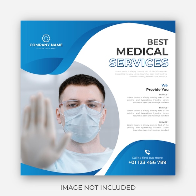 Vector publicación de redes sociales médicas diseño de plantilla de anuncios para salud, médico diseño de banner de instagram