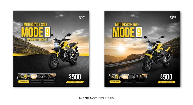 Vector publicación en redes sociales de promoción de venta de bicicletas o motocicletas