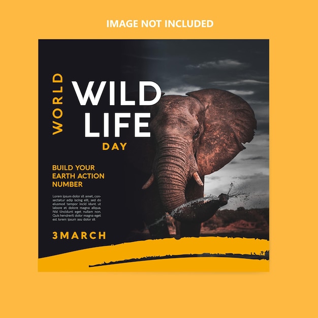 publicación en redes sociales que celebra el día mundial de la vida silvestre 3d render