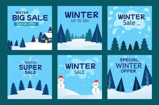 Publicación de redes sociales de rebajas de invierno