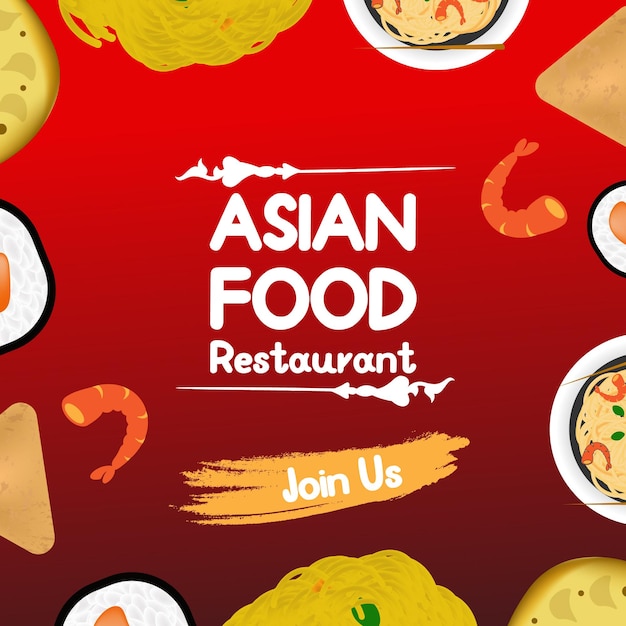 Publicación en redes sociales para restaurante de comida asiática