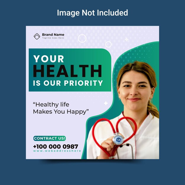 Publicación en redes sociales de salud médica, banner de publicación de instagram y banner web