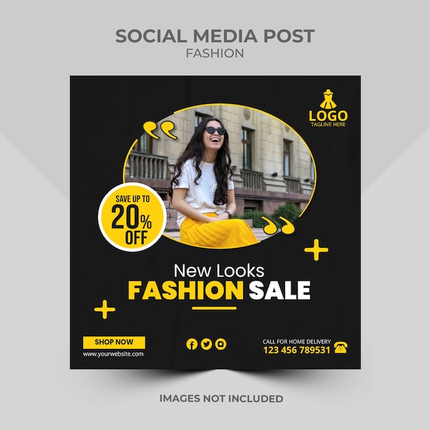 Publicación de redes sociales de venta de moda, plantilla de instagram