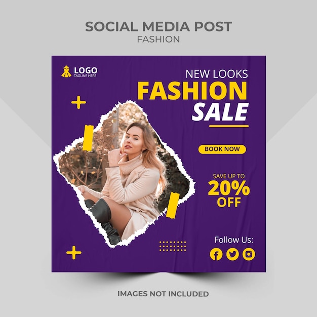Publicación de redes sociales de venta de moda, plantilla de instagram