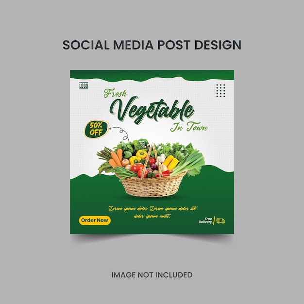 Publicación en redes sociales de verduras frescas