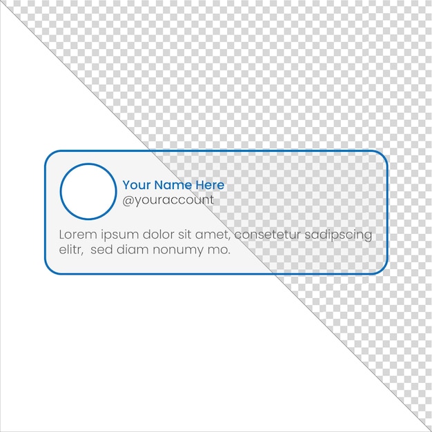 Vector publicación de tweet etiqueta de publicación en redes sociales diseño de interfaz de usuario de twitter azul