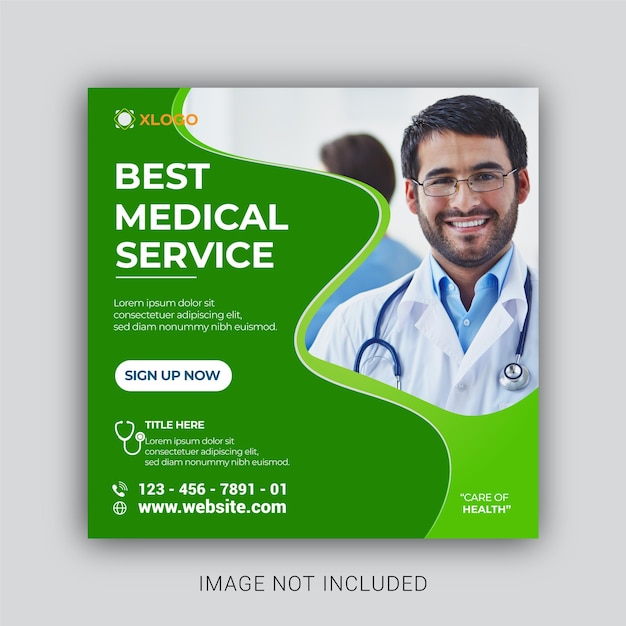 publicación de vector de banner de instagram de facebook de salud de redes sociales médicas