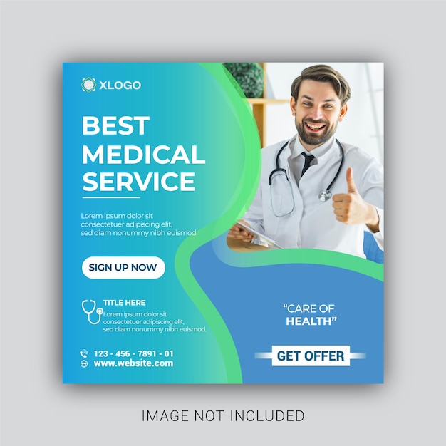 Publicación de vector de banner de instagram de facebook de salud de redes sociales médicas