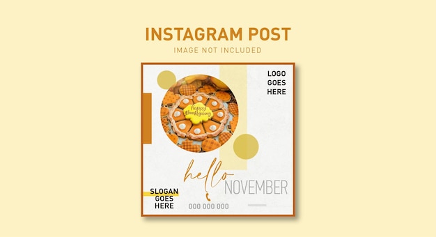 Vector publicación vectorial de instagram y facebook para noviembre de bienvenida