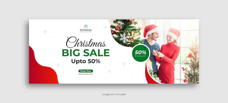 Vector publicación de venta de portada de facebook de navidad o publicación de redes sociales de navidad vector premium