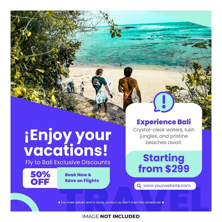 Vector publicación de viajes y viajes en redes sociales publicación de instagram o plantilla de banner web