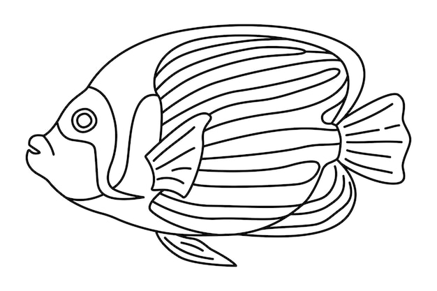 Publicaciones para colorear Peces tropicales dibujados a mano