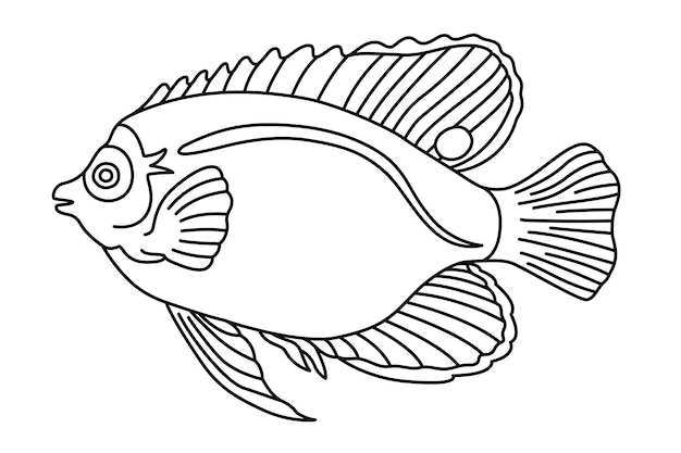 Publicaciones para colorear Peces tropicales dibujados a mano