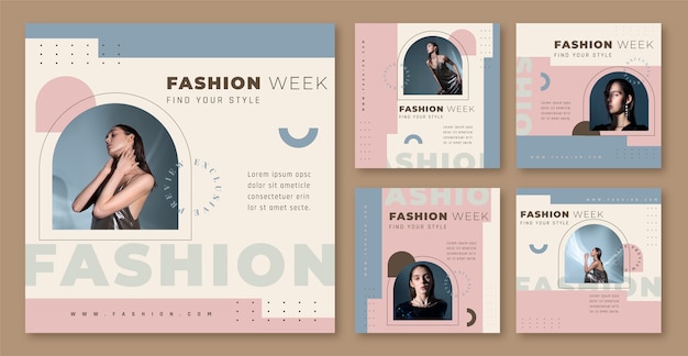 Vector publicaciones de instagram de colección de moda de diseño plano